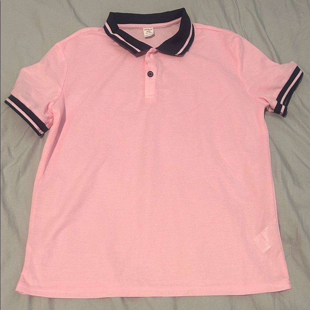 SHEIN Pink Polo Shirt with Black Trim